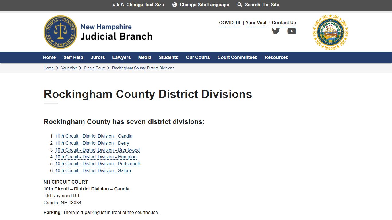 Rockingham County District Divisions - New Hampshire Judicial Branch